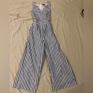 J. Crew Navy and White Striped Jumpsuit
